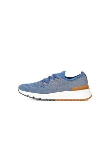 Men s lace up knit runner sneakers blue 271317 - BRUNELLO CUCINELLI - BALAAN 1