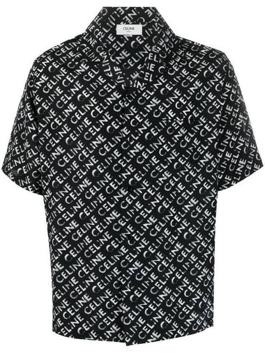 All Over Logo Hawaiian Silk Short Sleeve Shirt Black - CELINE - BALAAN 1