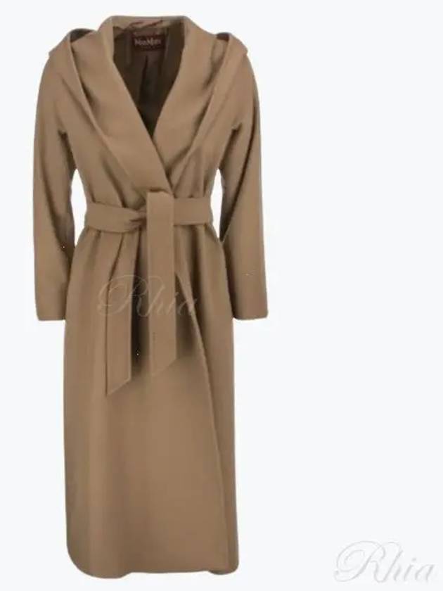 Women's Bdanton Silk Tone Long Wool Hooded Single Coat Camel - MAX MARA - BALAAN 2