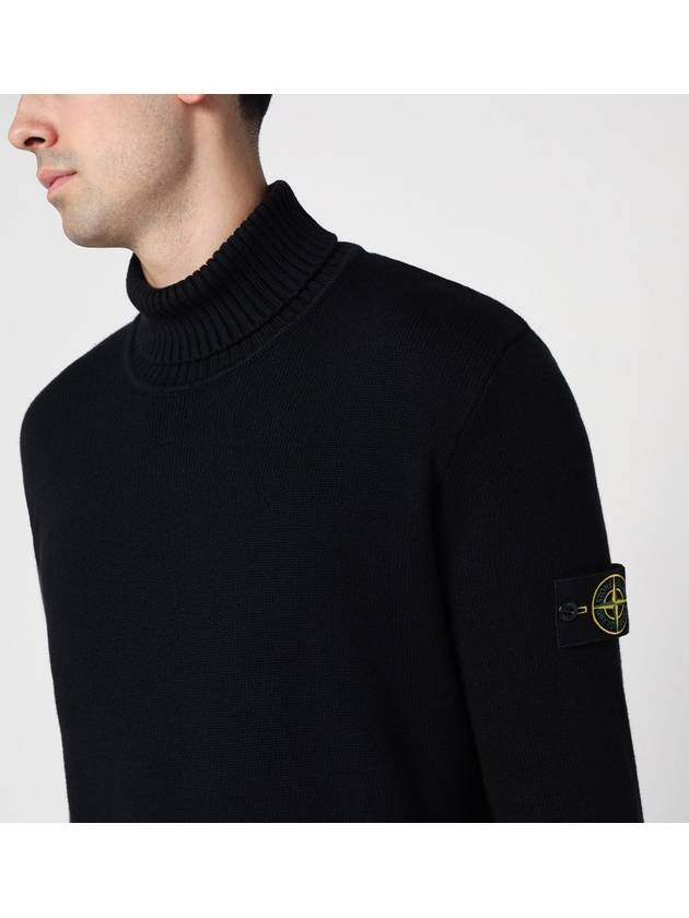 Logo Badge Turtleneck Sweatshirt Black - STONE ISLAND - BALAAN 4