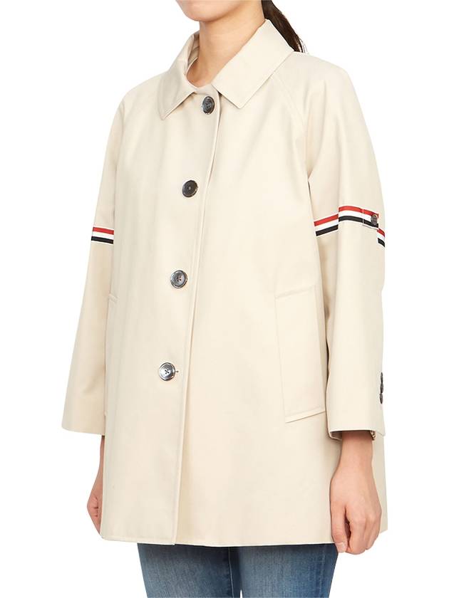 Waterproof Cotton Twill Striped Armband Cropped Car Coat Khaki - THOM BROWNE - BALAAN 6