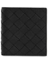 Bottega Veneta Signature Intrecciato Woven Leather Beefold Wallet Half Wallet Black - BOTTEGA VENETA - BALAAN 1