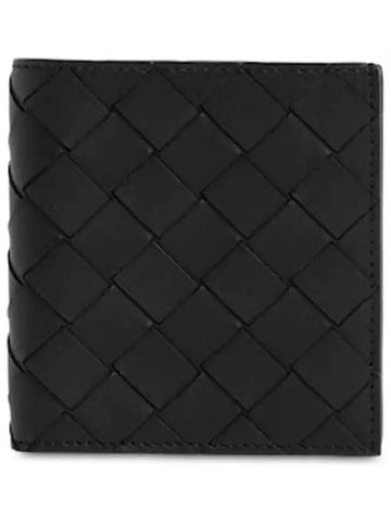 Bottega Veneta Signature Intrecciato Woven Leather Beefold Wallet Half Wallet Black - BOTTEGA VENETA - BALAAN 1