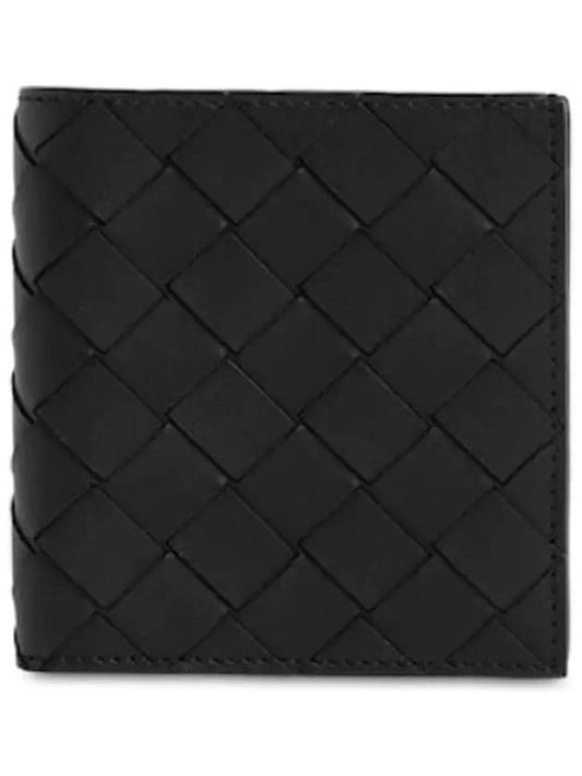 Bottega Veneta Signature Intrecciato Woven Leather Beefold Wallet Half Wallet Black - BOTTEGA VENETA - BALAAN 1