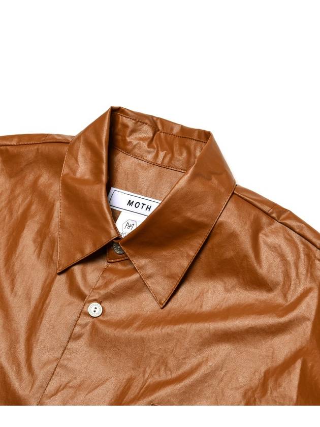 Women's Fake Leather Shirt Brown - MOTH - BALAAN 5