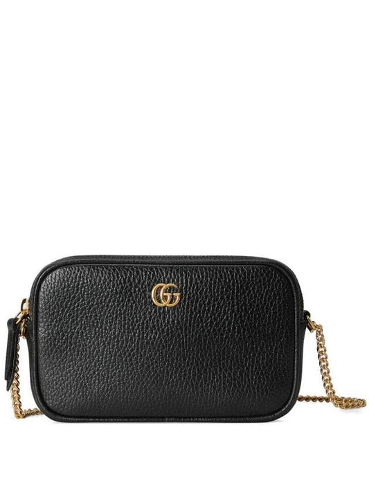 GG Marmont Super Mini Leather Cross Bag Black - GUCCI - BALAAN 1