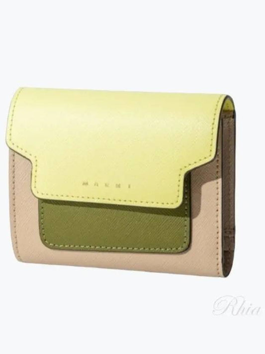 Saffiano Tri-Fold Half Wallet Yellow - MARNI - BALAAN 2