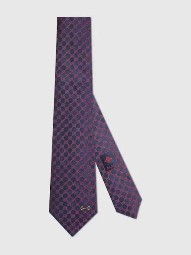 GG Jacquard Silk Tie Red Dark Blue - GUCCI - BALAAN 2