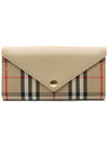 Women s Burberry 8026111 Beige Leather Haymarket Check Canvas Long Wallet gt Gangbuk used luxury goods - BURBERRY - BALAAN 2