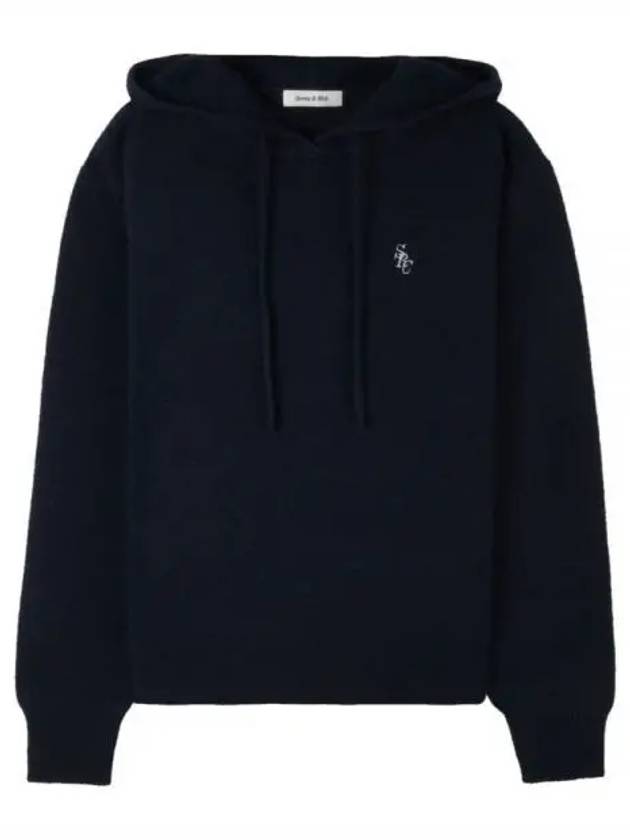 Embroidered Logo Cashmere Hoodie Navy - SPORTY & RICH - BALAAN 2