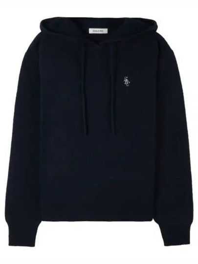 Embroidered Logo Cashmere Hoodie Navy - SPORTY & RICH - BALAAN 2