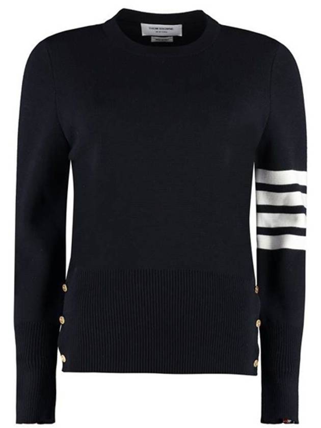 4-Bar Milano Stitch Crew Neck Knit Top Navy - THOM BROWNE - BALAAN 2