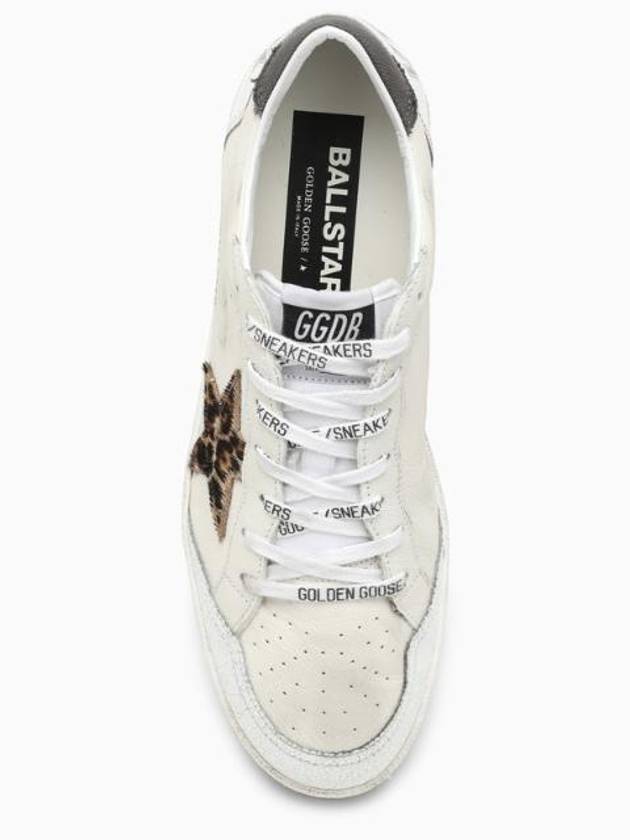 Men's Black Tab Ballstar Leather Low Top Sneakers White - GOLDEN GOOSE - BALAAN 4