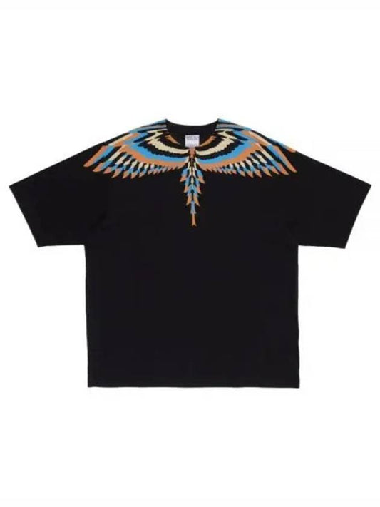 Optical Wings Printed Short Sleeve T-shirt Black - MARCELO BURLON - BALAAN 2