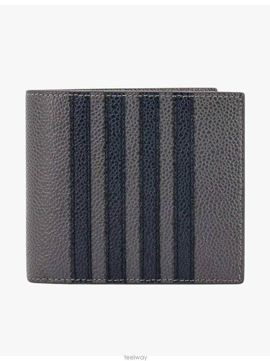 4-Bar Stripe Half Card Holder Dark Grey - THOM BROWNE - BALAAN 2