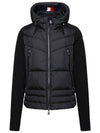 Padded Fleece Hooded Jacket Black - MONCLER - BALAAN 1