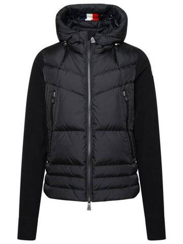 Padded Fleece Hooded Jacket Black - MONCLER - BALAAN 1