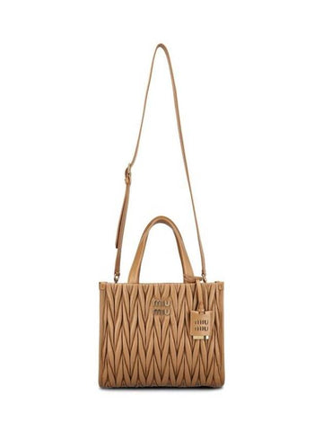 Matelasse Nappa Leather Tote Bag Caramel - MIU MIU - BALAAN 1