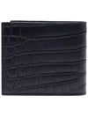 Crocodile Pattern Monogram Half Wallet Black Gold - SAINT LAURENT - BALAAN 5