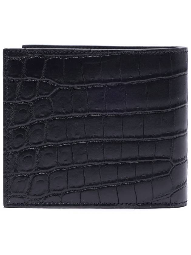 Crocodile Pattern Monogram Half Wallet Black Gold - SAINT LAURENT - BALAAN 5