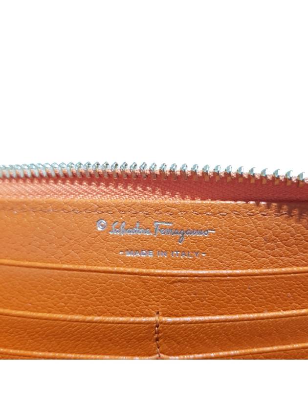 Women s Ferragamo 22 B950 Orange Leather Gold Plated Double Gancini Zippy Wallet - SALVATORE FERRAGAMO - BALAAN 8