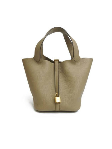 Picotin Lock 22 Tote Bag Gold Beige Marfa - HERMES - BALAAN 1