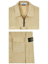 Front Pocket Wappen Patch Overshirt Zip-Up Jacket Beige - STONE ISLAND - BALAAN 6