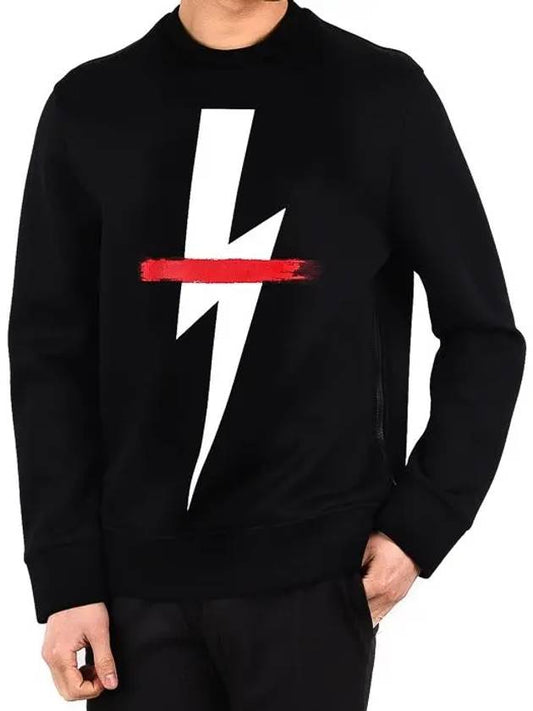 Lightning Double Jersey Sweatshirt Black - NEIL BARRETT - BALAAN 2