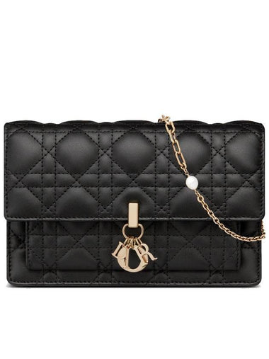 Lady Chain Canage Lambskin Pouch Bag Black - DIOR - BALAAN 1