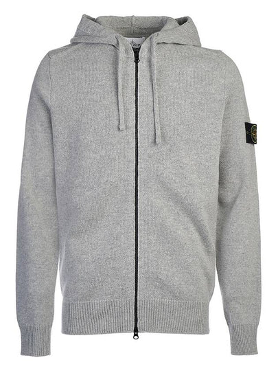 Waffen Patch Knit Zip Up Hoodie Light Grey - STONE ISLAND - BALAAN 2