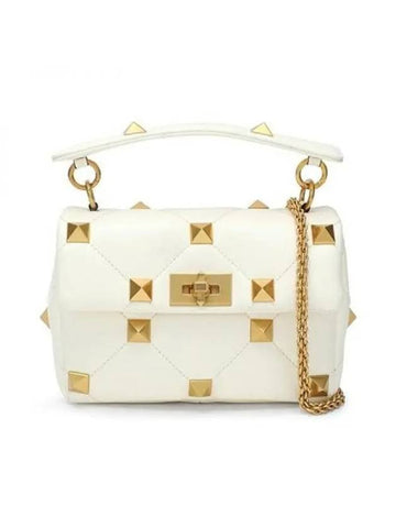 Roman Studded Tote Bag White - VALENTINO - BALAAN 1