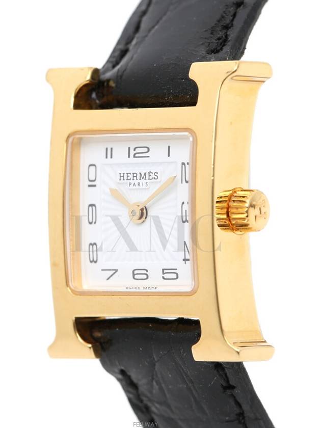 H OUR Watch Heure Small Black Gold Plated - HERMES - BALAAN 4