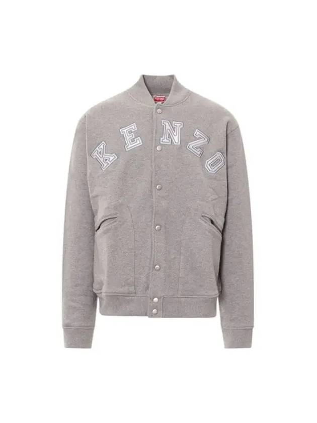 Academy Embroidered Logo Cotton Bomber Jacket Grey - KENZO - BALAAN 2