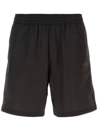 Diag Print Swim Shorts Black - OFF WHITE - BALAAN 1