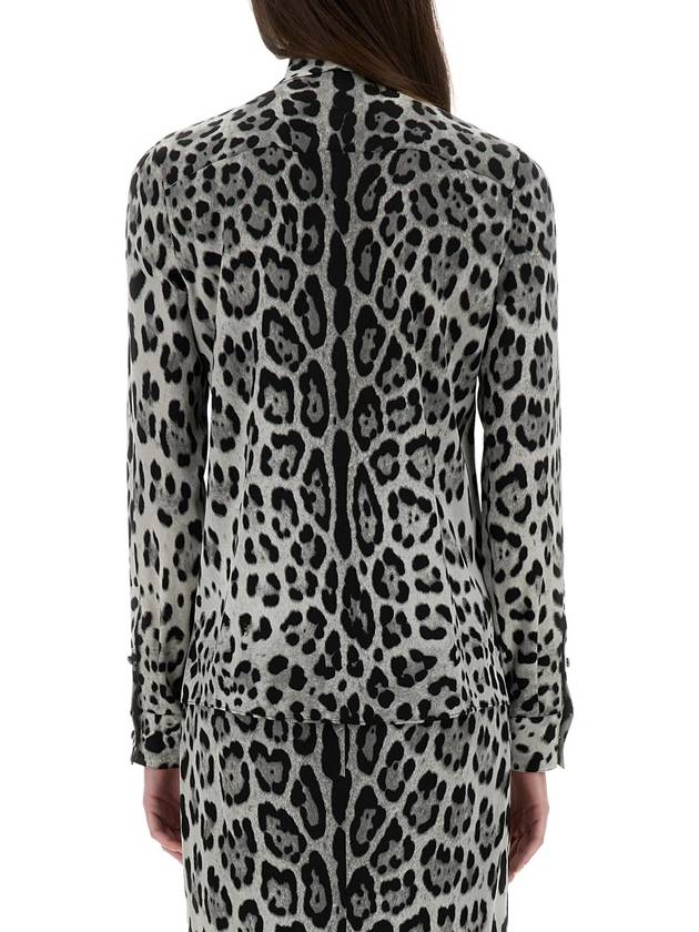 LEOPARD PRINT BOW CHARMEUSE SHIRT - DOLCE&GABBANA - BALAAN 3