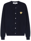 Gold Heart Logo Knit Cardigan Navy - COMME DES GARCONS - BALAAN 4