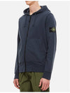 Men's Wappen Patch Fleece Zip Up Hoodie Avio Blue - STONE ISLAND - BALAAN 3