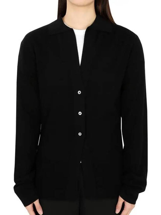 Women's Collar VNeck Knit Cardigan Black TORR SNW 1149 - STUDIO NICHOLSON - BALAAN 1