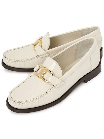 Moccasin Gancini Ornament Loafers White - SALVATORE FERRAGAMO - BALAAN 2