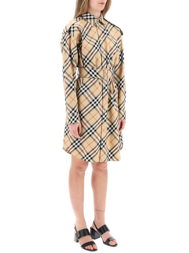 Check Cotton Shirt Midi Dress Beige - BURBERRY - BALAAN 3