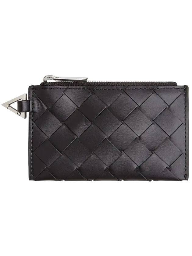 Intrecciato Leather Key Pouch Card Wallet Black - BOTTEGA VENETA - BALAAN 1