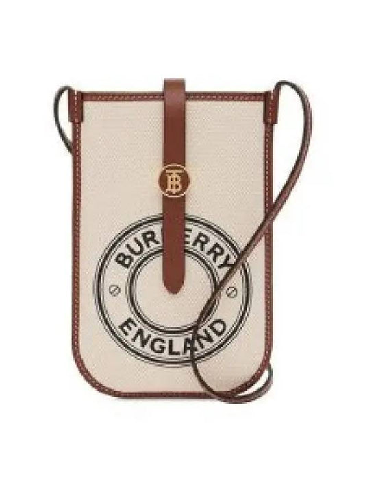 TB Logo Canvas Leather Phone Holder Mini Bag White - BURBERRY - BALAAN 2