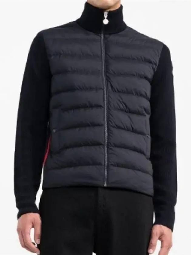 Men's Logo Patch Arm Padded Cardigan Navy - MONCLER - BALAAN 3