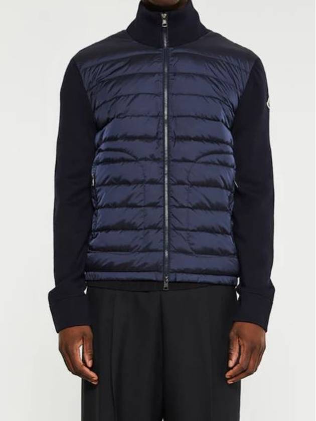 Padded Wool Cardigan Navy - MONCLER - BALAAN 2