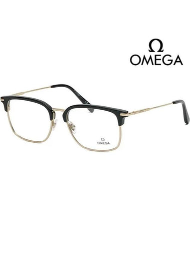 Glasses frame OM5026 001 classic low gold rim half horn rim - OMEGA - BALAAN 1