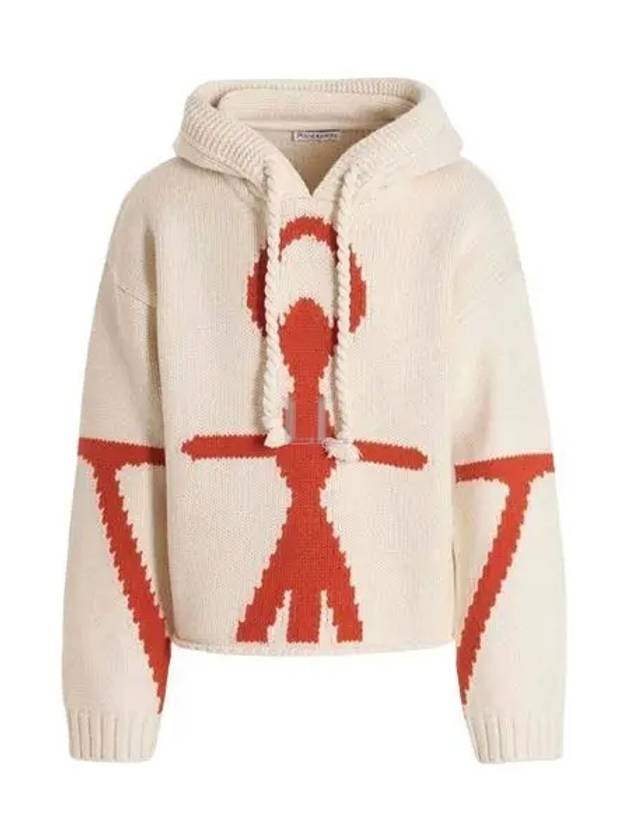 Anchor Logo Oversized Knit Hoodie White - JW ANDERSON - BALAAN 2