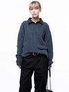 Four Woman Women s Soft Mohair Angora V neck Knit Classic Blue W243TP07CB - CHANCE'S NOI - BALAAN 2