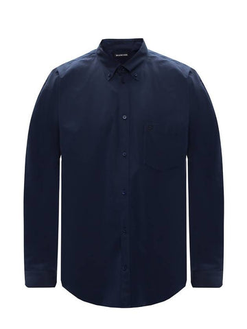 Back Logo Long Sleeve Shirt Navy - BALENCIAGA - BALAAN.