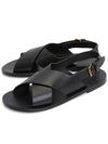 Mojave Cross Strap Sandals Black - SAINT LAURENT - BALAAN.