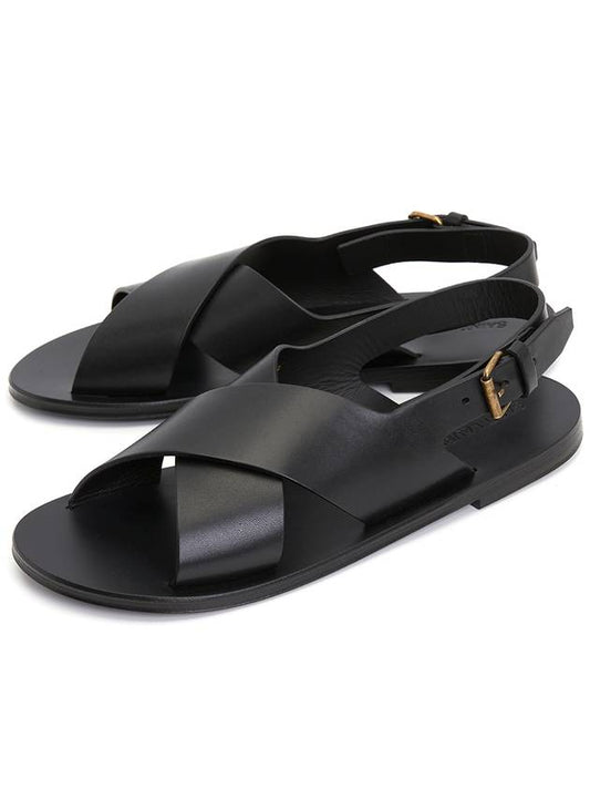 Mojave Cross Strap Sandals Black - SAINT LAURENT - BALAAN 2